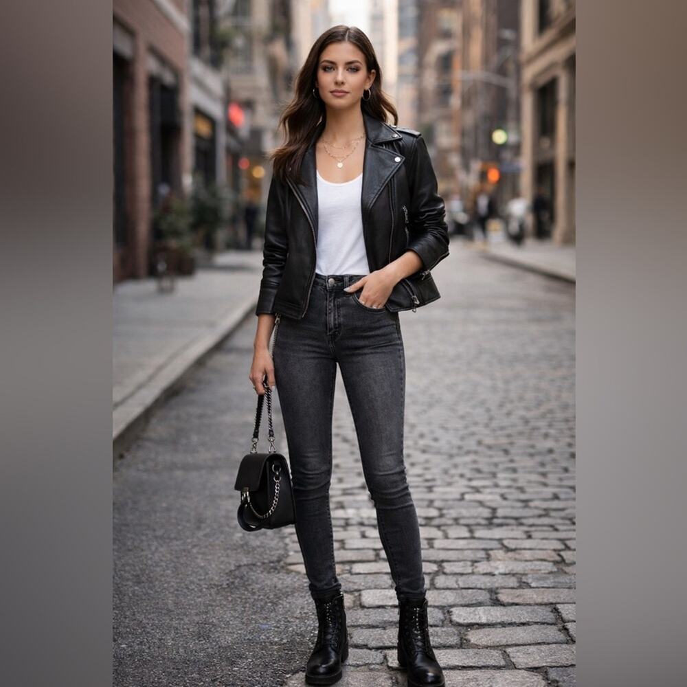 ALL SAINTS Washed Black Grace Skinny Jean Shaping Fit Mid Rise Minimalist Grunge - Picture 16 of 16